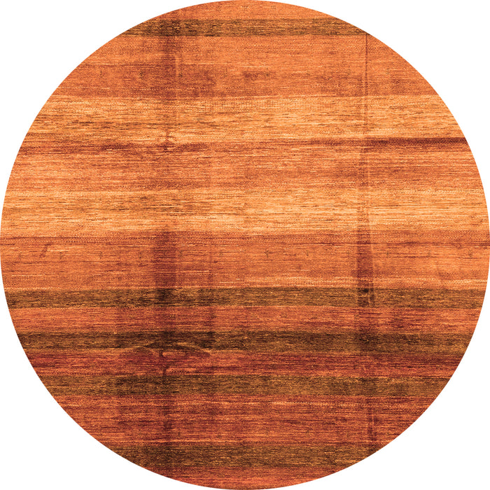 Round Machine Washable Abstract Orange Modern Area Rugs, wshabs3282org