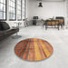 Round Abstract Orange Modern Rug in a Office, abs3282