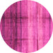 Round Machine Washable Abstract Pink Modern Rug, wshabs3282pnk