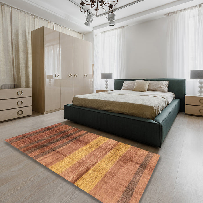 Machine Washable Abstract Orange Rug in a Bedroom, wshabs3282