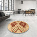 Round Abstract Orange Modern Rug in a Office, abs3283