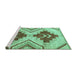 Sideview of Machine Washable Abstract Turquoise Modern Area Rugs, wshabs3283turq