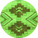 Round Machine Washable Abstract Green Modern Area Rugs, wshabs3283grn