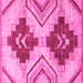 Square Machine Washable Abstract Pink Modern Rug, wshabs3283pnk