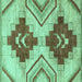 Square Machine Washable Abstract Turquoise Modern Area Rugs, wshabs3283turq