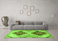 Machine Washable Abstract Green Modern Rug, wshabs3283grn