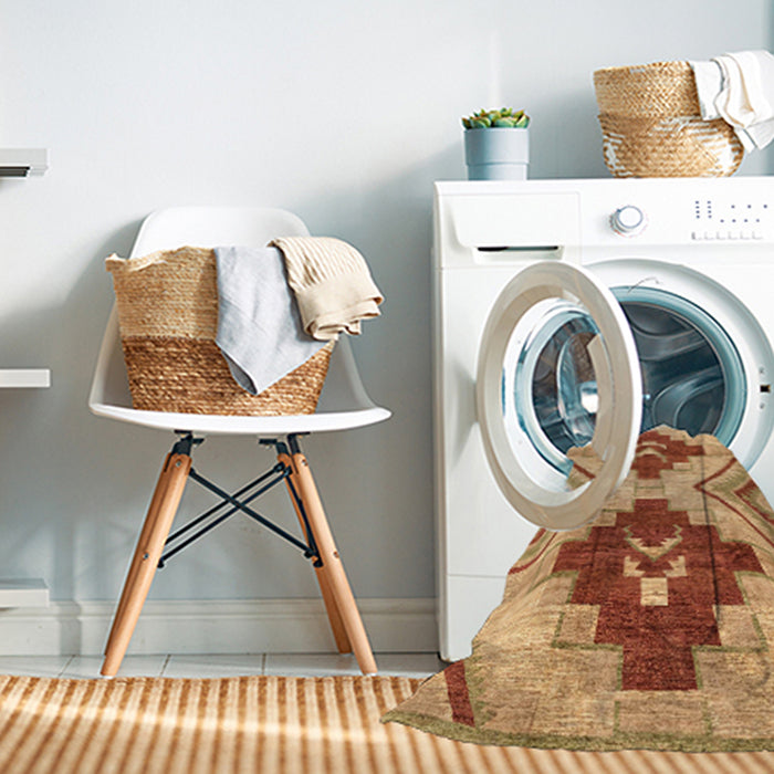 Machine Washable Abstract Orange Rug in a Washing Machine, wshabs3283