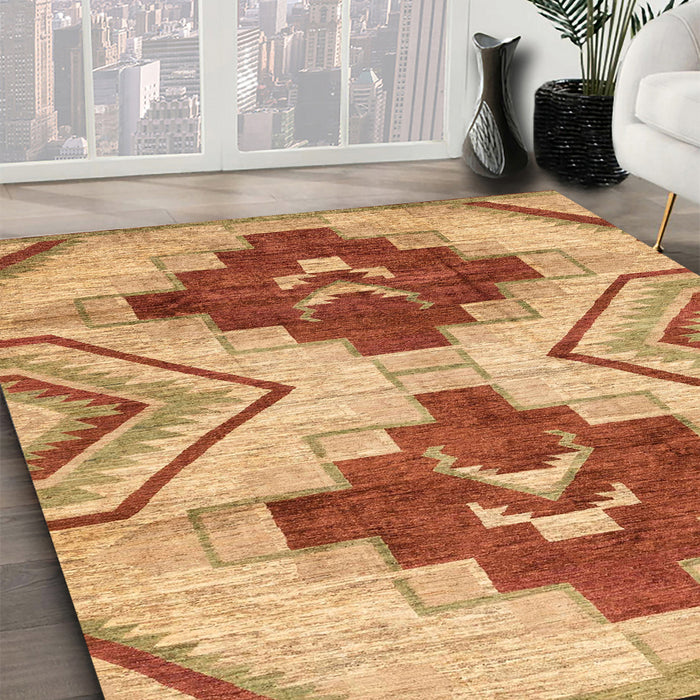 Abstract Orange Modern Rug in Family Room, abs3283