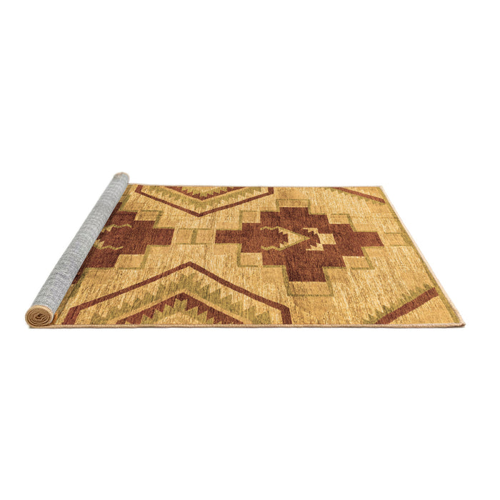 Sideview of Machine Washable Abstract Brown Modern Rug, wshabs3283brn