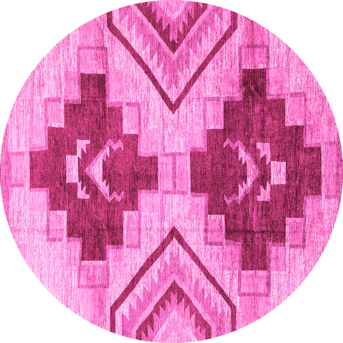 Round Abstract Pink Modern Rug, abs3283pnk