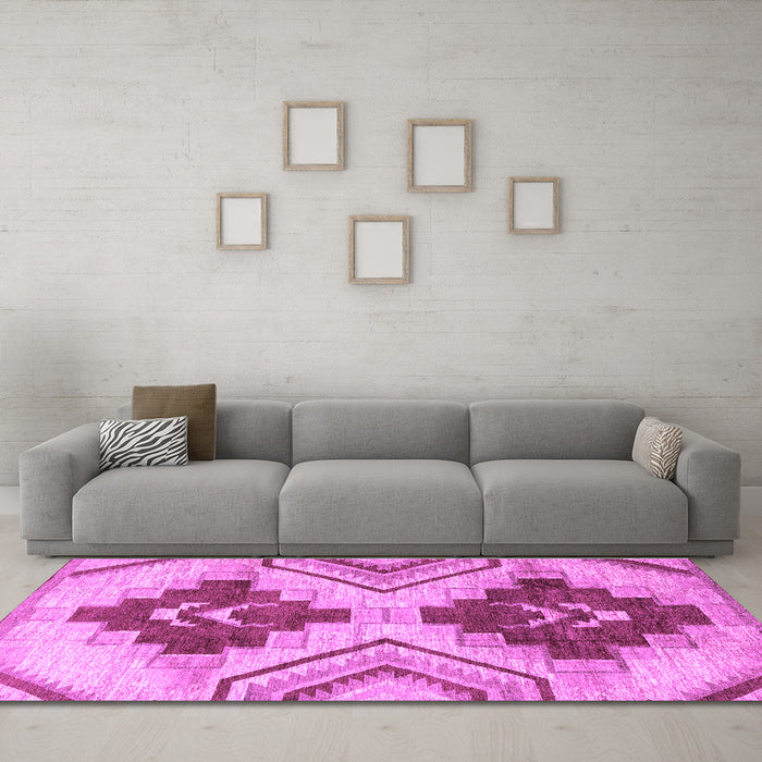 Machine Washable Abstract Purple Modern Area Rugs in a Living Room, wshabs3283pur
