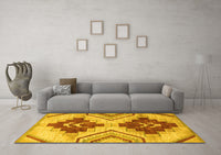 Machine Washable Abstract Yellow Modern Rug, wshabs3283yw