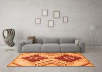 Machine Washable Abstract Orange Modern Rug, wshabs3283org