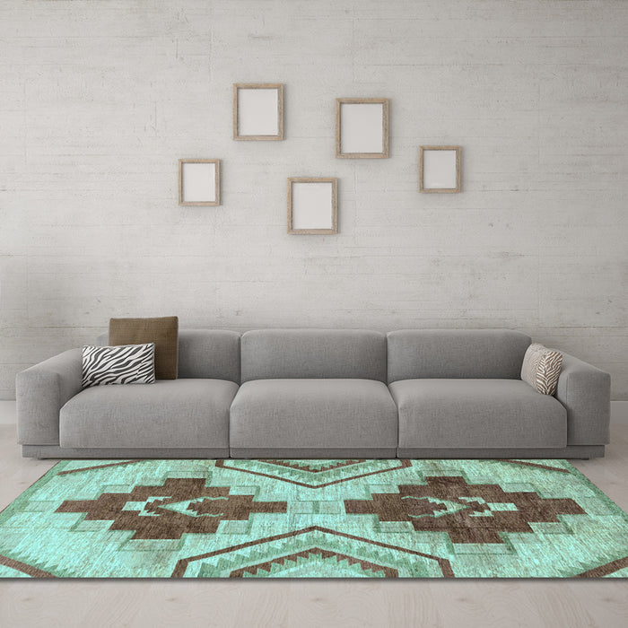 Machine Washable Abstract Light Blue Modern Rug in a Living Room, wshabs3283lblu