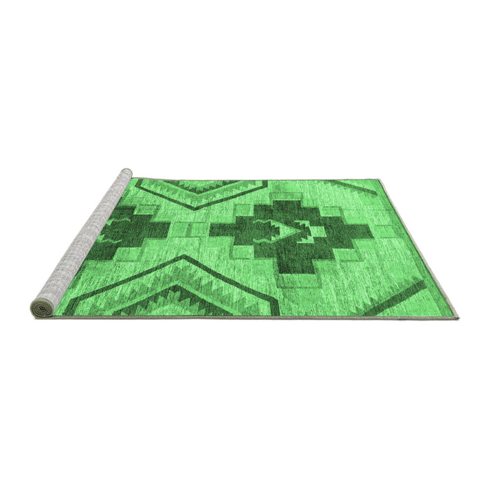 Sideview of Machine Washable Abstract Emerald Green Modern Area Rugs, wshabs3283emgrn