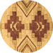 Round Abstract Brown Modern Rug, abs3283brn