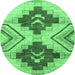 Round Abstract Emerald Green Modern Rug, abs3283emgrn