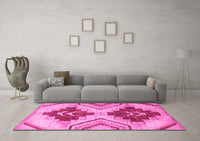 Machine Washable Abstract Pink Modern Rug, wshabs3283pnk