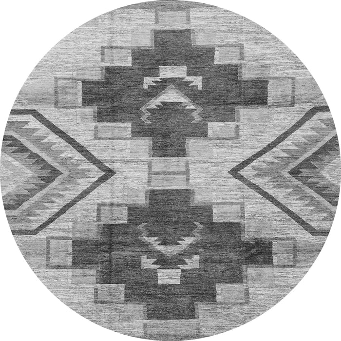 Round Machine Washable Abstract Gray Modern Rug, wshabs3283gry