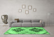 Machine Washable Abstract Emerald Green Modern Area Rugs in a Living Room,, wshabs3283emgrn