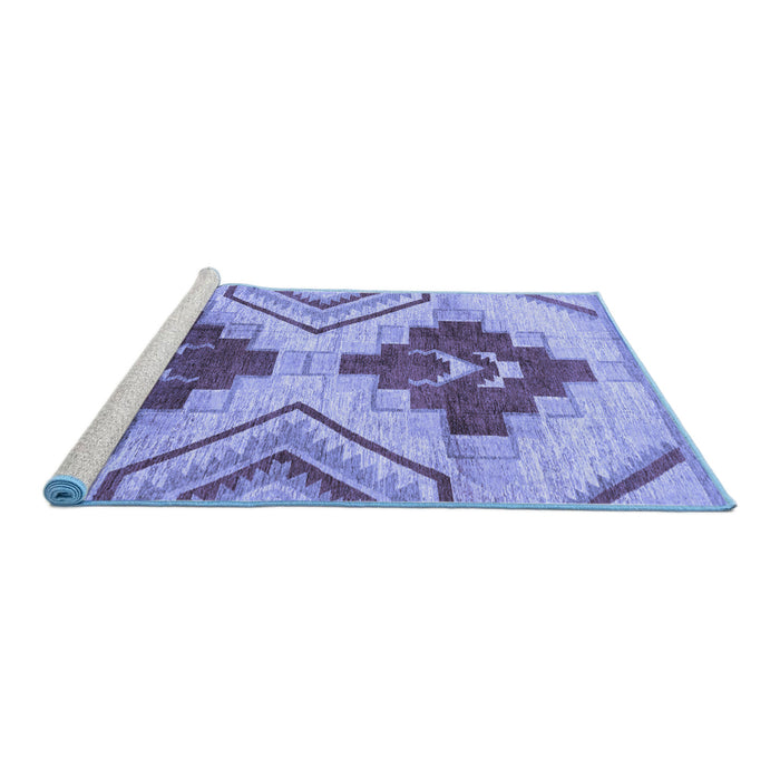 Sideview of Machine Washable Abstract Blue Modern Rug, wshabs3283blu