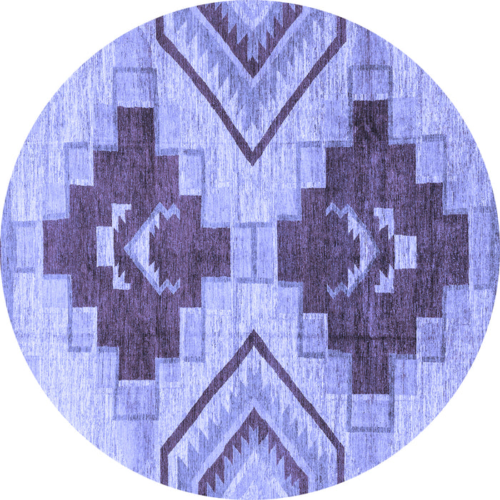 Round Abstract Blue Modern Rug, abs3283blu