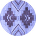 Round Abstract Blue Modern Rug, abs3283blu