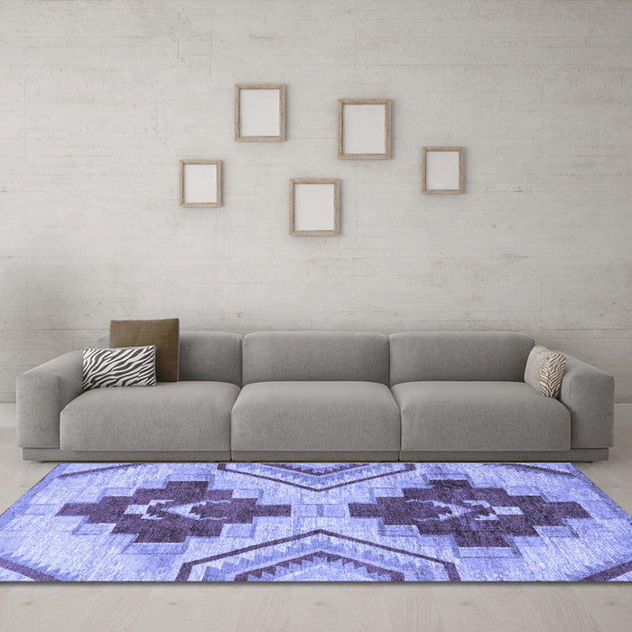 Machine Washable Abstract Blue Modern Rug in a Living Room, wshabs3283blu