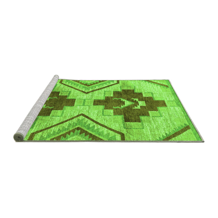 Sideview of Machine Washable Abstract Green Modern Area Rugs, wshabs3283grn