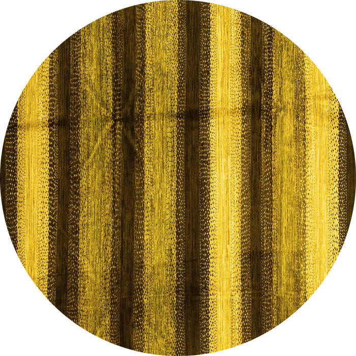 Round Machine Washable Abstract Yellow Modern Rug, wshabs3284yw