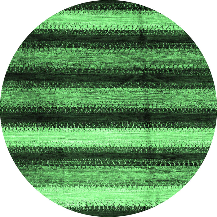 Round Machine Washable Abstract Emerald Green Modern Area Rugs, wshabs3284emgrn