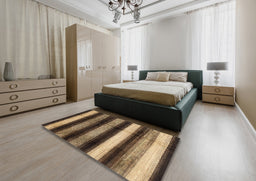 Abstract Bakers Brown Modern Rug in a Bedroom, abs3284