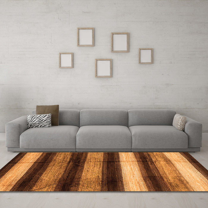 Machine Washable Abstract Orange Modern Area Rugs in a Living Room, wshabs3284org