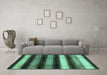 Machine Washable Abstract Turquoise Modern Area Rugs in a Living Room,, wshabs3284turq