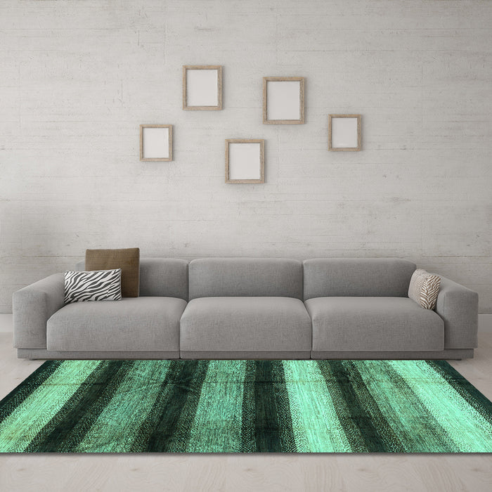 Machine Washable Abstract Turquoise Modern Area Rugs in a Living Room,, wshabs3284turq