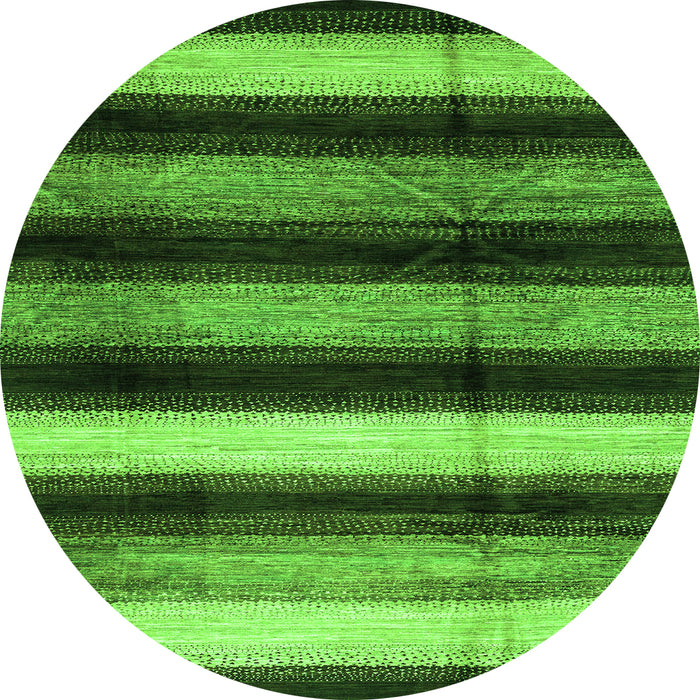 Round Machine Washable Abstract Green Modern Area Rugs, wshabs3284grn