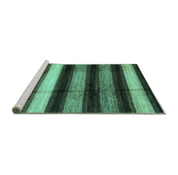 Sideview of Machine Washable Abstract Turquoise Modern Area Rugs, wshabs3284turq