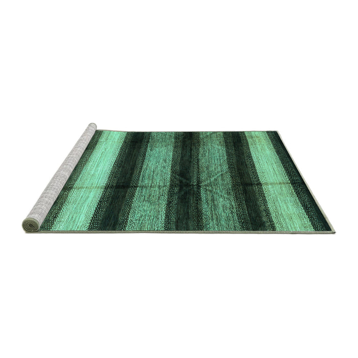 Sideview of Machine Washable Abstract Turquoise Modern Area Rugs, wshabs3284turq