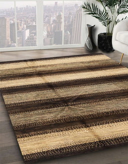 Machine Washable Abstract Bakers Brown Rug in a Family Room, wshabs3284