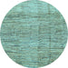 Round Abstract Light Blue Modern Rug, abs3285lblu