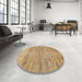 Round Machine Washable Abstract Light Brown Rug in a Office, wshabs3285