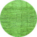 Round Machine Washable Abstract Green Modern Area Rugs, wshabs3285grn