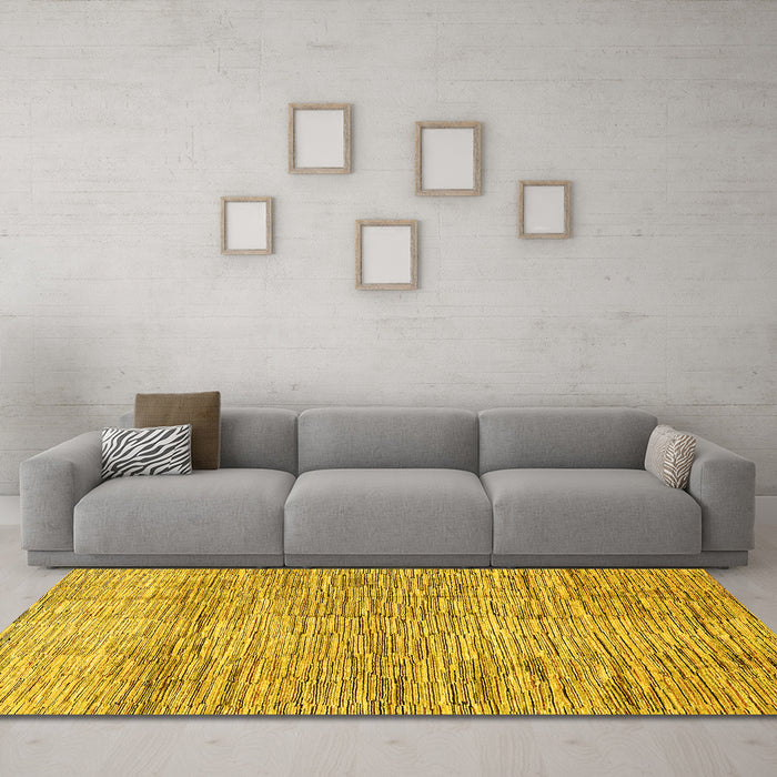 Machine Washable Abstract Yellow Modern Rug in a Living Room, wshabs3285yw