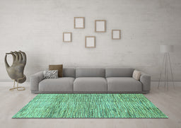 Machine Washable Abstract Turquoise Modern Area Rugs in a Living Room,, wshabs3285turq