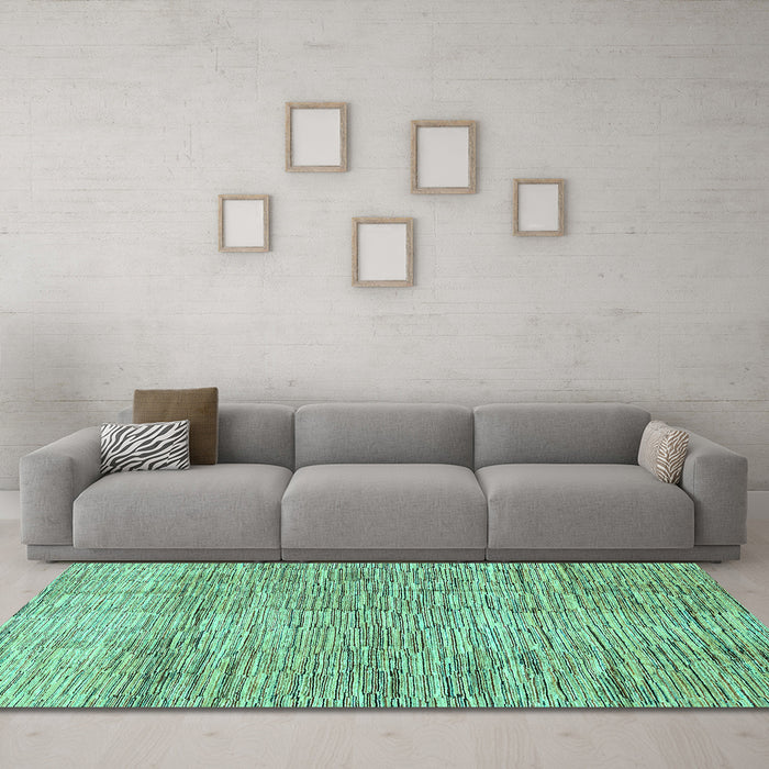 Machine Washable Abstract Turquoise Modern Area Rugs in a Living Room,, wshabs3285turq
