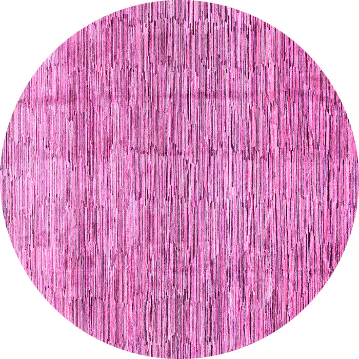 Round Machine Washable Abstract Pink Modern Rug, wshabs3285pnk