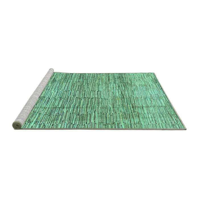 Sideview of Machine Washable Abstract Turquoise Modern Area Rugs, wshabs3285turq