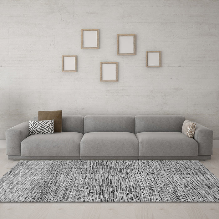 Machine Washable Abstract Gray Modern Rug in a Living Room,, wshabs3285gry