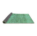 Sideview of Abstract Turquoise Modern Rug, abs3285turq