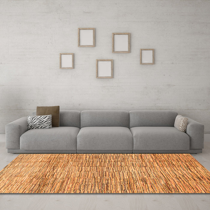 Machine Washable Abstract Orange Modern Area Rugs in a Living Room, wshabs3285org